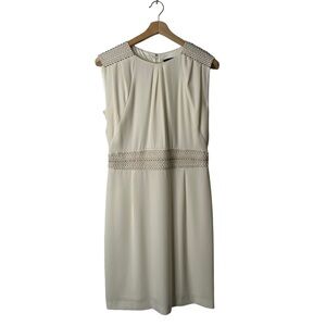 Tahari ASL Women’s Cream Cap Sleeve Beaded Cocktail Sheath Dress Sz 10